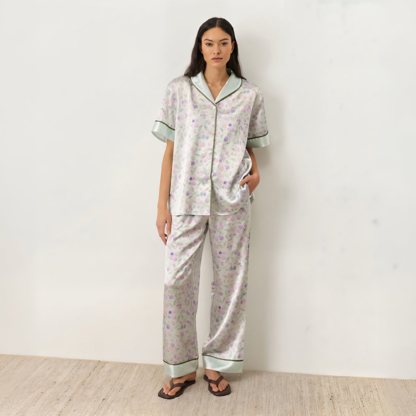 Lavender Dream Silky Short-Sleeve Pajama Set