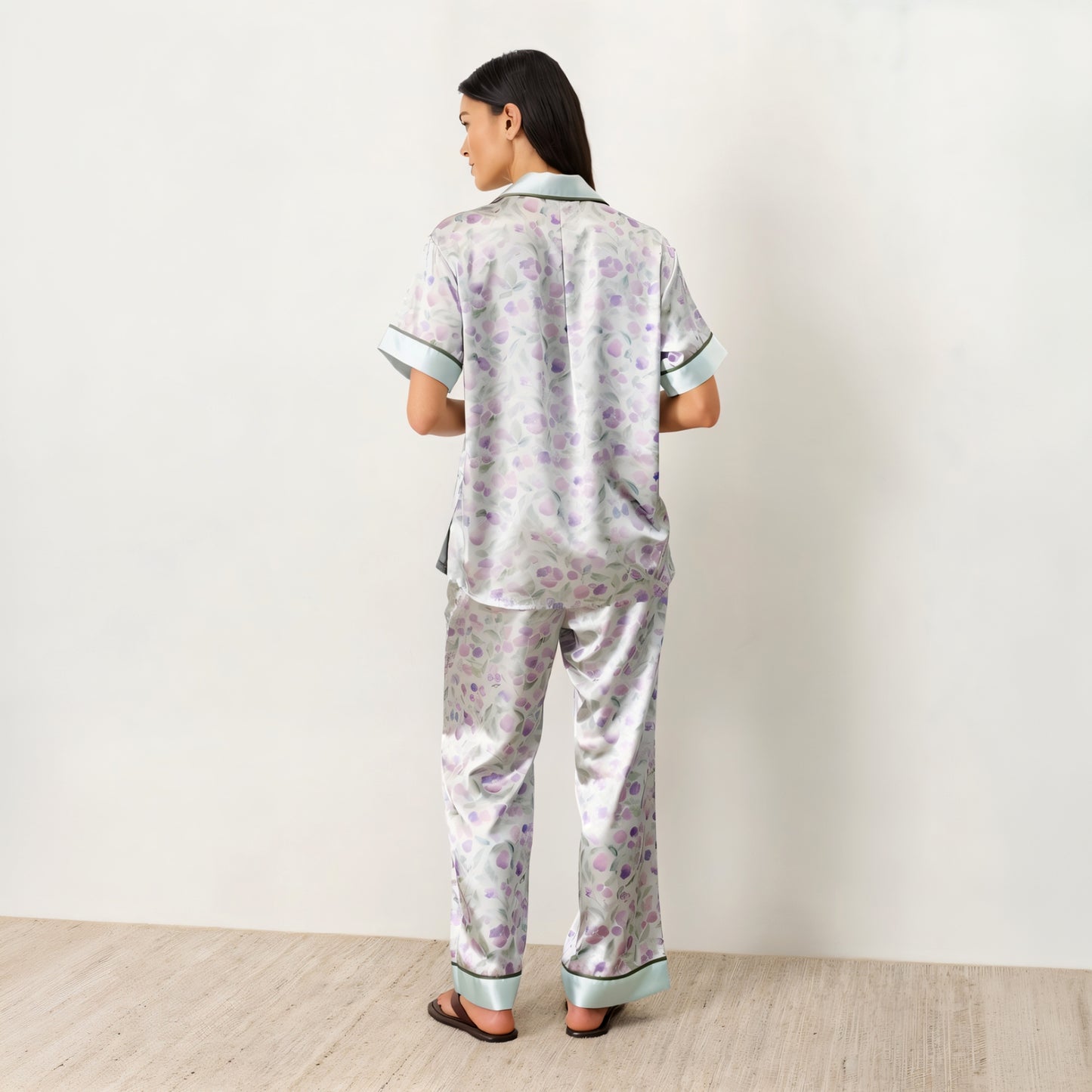 Lavender Dream Silky Short-Sleeve Pajama Set