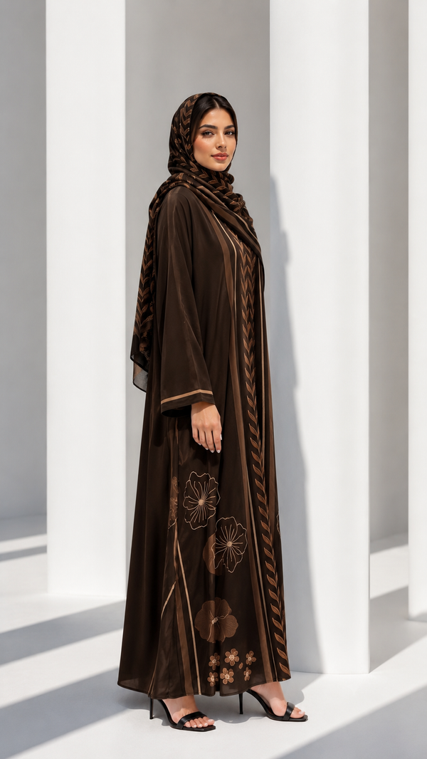 The Earthy Bloom – Embroidered Luxury Abaya