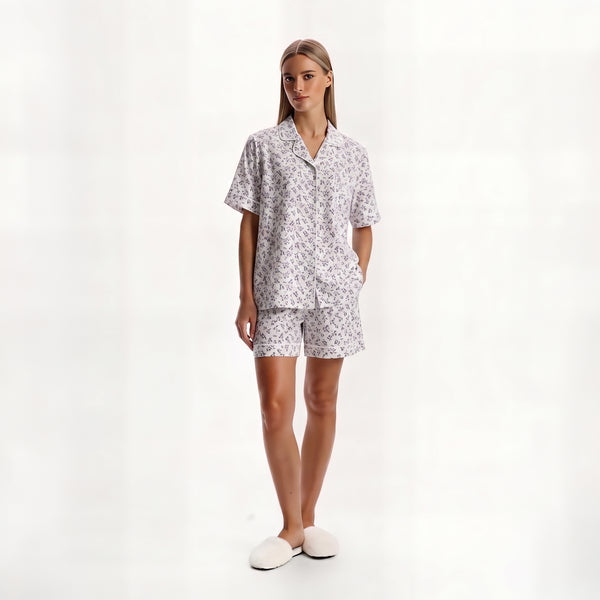 Twilight Blossom Short-Sleeve Pajama Set