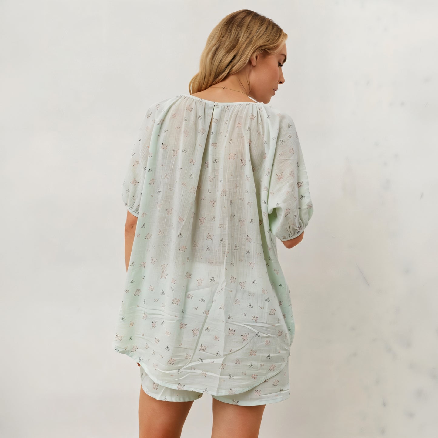Whispering Mint Ditsy Floral Short Sleepingwear