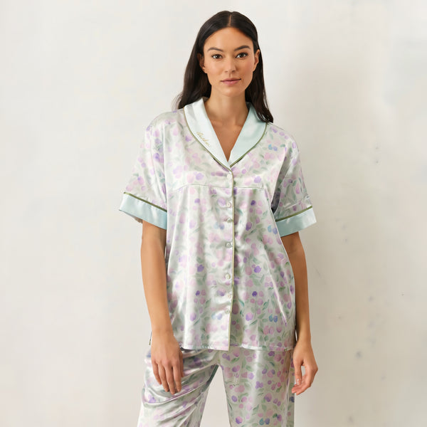 Lavender Dream Silky Short-Sleeve Pajama Set